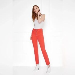 Anine Bing Red Frida Button Fly Slim Cut Jeans Size 31